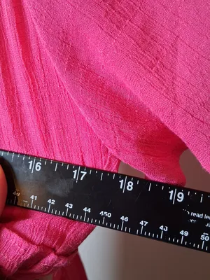 &merci Hot Pink Tiered Midi Dress w/ Short Sleeves Pockets Lined Women's Size L thumbnail 5