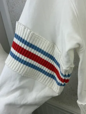 Daily Practice White Stripe Indy Half-Zip Crop Hooded Sweatshirt - Size - Medium thumbnail 6