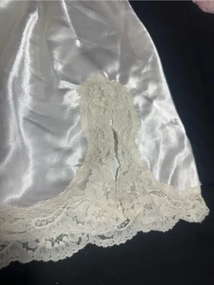 Victoria's Secret Ivory Satin Half Slip with Lace Trim thumbnail 3