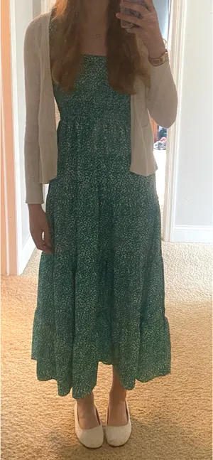 Green maxi floral dress thumbnail 1
