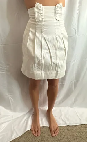 French Connection Ultra High Rise Bow Midi Skirt - White - 0 thumbnail 1