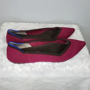 Rothy's The Point Flats Bright Magenta Knit Pointed Toe Washable Womens Size 9 thumbnail 3