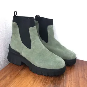 NURTURE Green Suede Chelsea Boot Lug Sole Platform‎ Water Resistant Size 5.5 New thumbnail 2