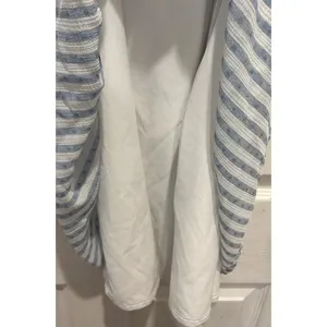 Blu Pepper Blue White Striped Swiss Dot Tiered Mini Dress Large‎ Tie Back Beach thumbnail 3