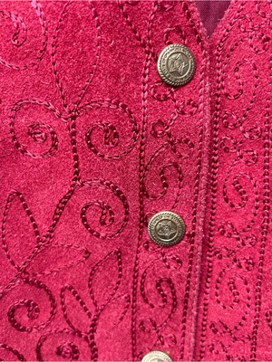 VTG 80’s 90’s Jane Ashley Burgundy Leather Satin Snap Front Vest BOHO Size S thumbnail 7