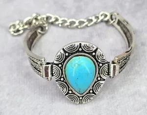 Blue Stone Silver Bracelet Boho Tribal Cuff Fashion Jewelry JB2-55‎ thumbnail 1