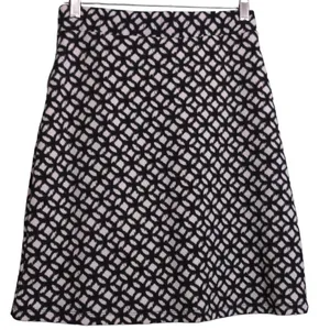Le Lis Womens A Line Skirt Black White Above Knee Stretch Front Zippers Artsy S thumbnail 3