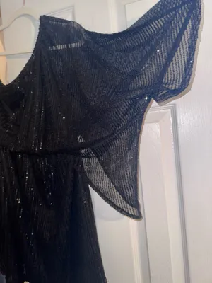 Sequin Black One-Shoulder Mini Cocktail Dress thumbnail 3