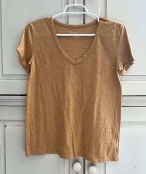 American Eagle V-Neck Shirt Yellow X-Small *Small Green Paint Splatters* thumbnail 1