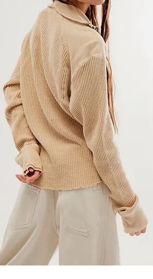 Free People FP One Ashton Zip Thermal Long Sleeve Pullover Top thumbnail 3