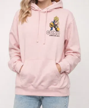 Dragon Ball Z Goku Pink Hoodie Super Saiyan‎ Anime Graphic Pullover Sz Small thumbnail 1