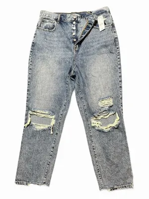 Pacsun High Rise‎ Straight Jeans Distressed Light Wash Size 30 Button Fly Baggy thumbnail 1
