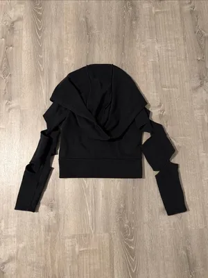 ALO Yoga‎ Small Mix Jacket Zip Up Cut Out Long Sleeve Fleece Hooded Casual Black thumbnail 3