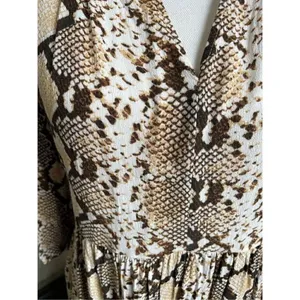 Anthropologie Women’s Juno Snake Skin Print 3/4 Sleeve Dress Brown Size XS thumbnail 12