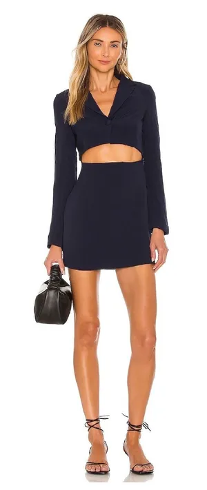 Superdown Kendra Cut Out Blazer Mini Dress Navy Blue Long Sleeve Size S Revolve thumbnail 1