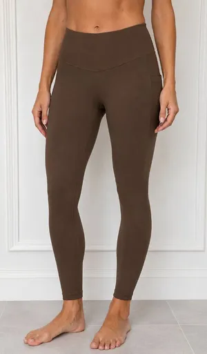 Halara Brown High-Rise Side Pocket Full-Length Leggings 1X thumbnail 1
