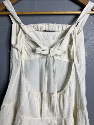 Free People Azasia Minidress in Ivory. Size Large Cotton, dropped waist thumbnail 8