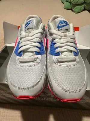 NIKE Air Max 90 Hot Coral Sneakers Running Shoes White Pink Coral Athletic Sz. 6 thumbnail 1