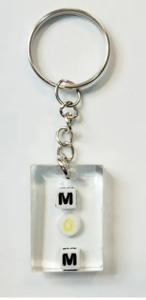 Resin Mom Keychain Handmade Clear Yellow thumbnail 1