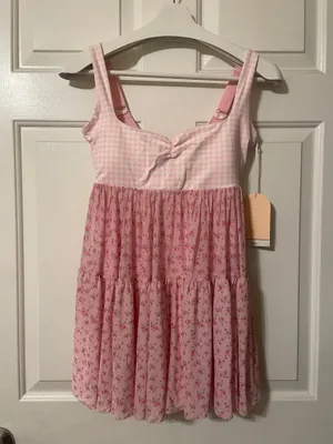 NWT! Popflex Target X Blogilates Sweetheart Babydoll Dress Gingham/Floral Size Small thumbnail 4