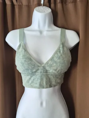 Danskin Womens Sports Bra Soft V-Neck Bralette in Sage Green Large thumbnail 1