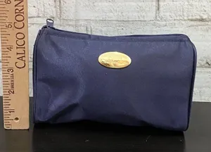 CHRISTIAN DIOR Parfums Navy Satin Cosmetic Case Travel Pouch Bag thumbnail 6