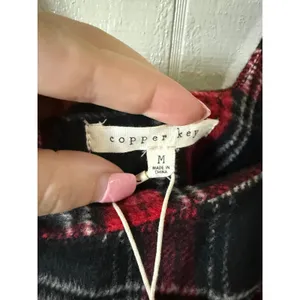 Copper Key Red Black Plaid Wool Blend Square Neck Mini Dress Medium NWT thumbnail 3