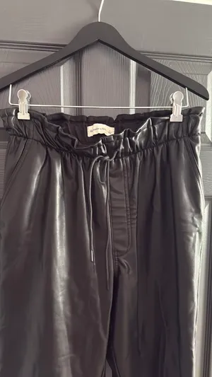 Abercrombie Black Vegan Leather Pants thumbnail 2