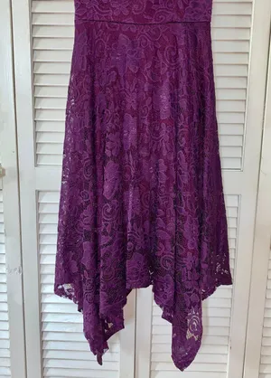 Plum Lace Asymmetrical Dress Purple thumbnail 3