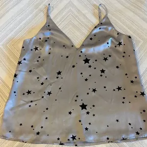 Cami NYC Silver & Black Star Print Silk Camisole Tank Top Size S thumbnail 1