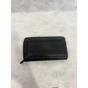 Wilsons Leather Pelle Studio Black Pebbled Leather Trifold Wallet‎ Zip Pocket thumbnail 2
