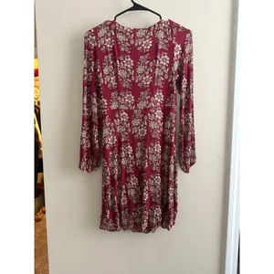 American Eagle Boho Floral Lace Up Mini Dress Maroon XS thumbnail 4