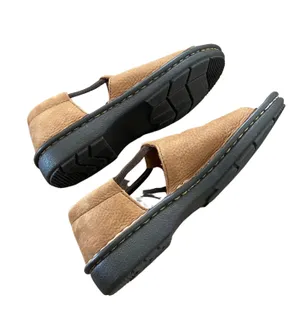 Amazing vintage 90s beige leather slip on peep toe sandals 🔥 thumbnail 3