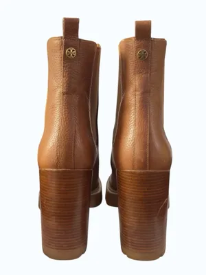 Tory Burch Carson 70mm Chestnut Leather Lug Sole Chelsea Platform Boot Size 10 thumbnail 4