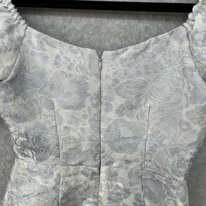 Altar'd State Size XS Blue Ivory Floral Brocade Puff Sleeve Mini Dress thumbnail 8