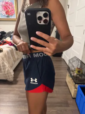 Under Armour with Navy and Red Trim Athletic Shorts thumbnail 2