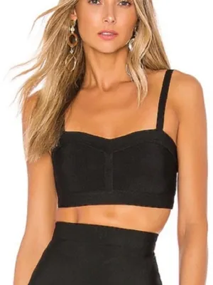 Superdown from Revolve Emilia Black Crop Bandage Bra Top Size Medium thumbnail 1
