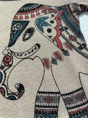 Gaze Boho Elephant Knit Long Sleeve Top Size Medium Southwestern Festival thumbnail 7