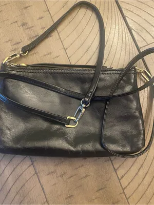 Hobo Polished Leather 3 In 1 Bag in Black thumbnail 3