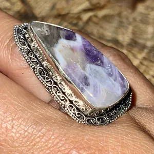 Purple Chevron Amethyst Ring Size 8 1/4 thumbnail 1