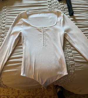 Abercrombie White Henley Bodysuit thumbnail 1