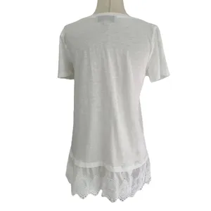 Loft White Crew Neck Eyelet Trim Short Sleeve Women's Top Size XS | 22-11 thumbnail 2
