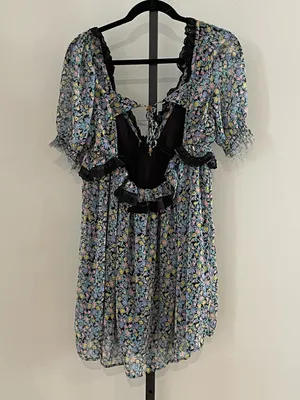 Free People Pennie Mini Dress in Black Como Size Medium thumbnail 4