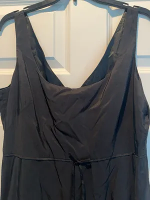J.Crew Black Midi Dress Sleeveless Tie Waist V-Neck Classic A-Line Pockets large thumbnail 3