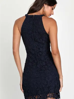 Lulus Love Poem Navy Blue Lace Mini Dress Size Small thumbnail 4