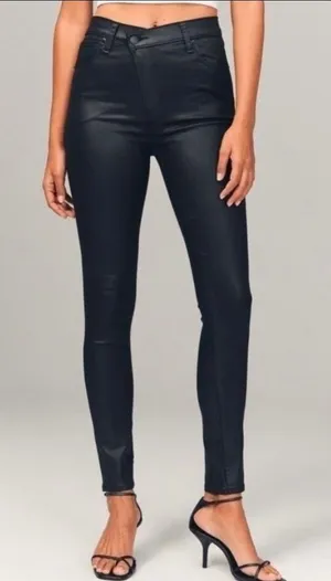 Abercrombie & Fitch Super Skinny Ankle High Rise Coated Black Jeans Size 30 / 10 thumbnail 1