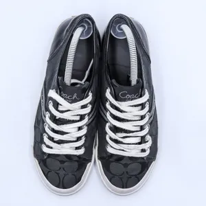 Coach Polly Signature Monogram Sneakers Womens 9B Black Jacquard Patent Low Top thumbnail 14