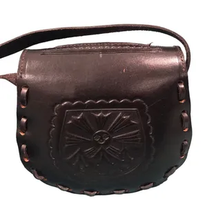 vintage leather black crossbody bag / Adjustable Strap thumbnail 5