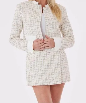 NWT Dolce Cabo White Tweed Knit Mini Skort Size XL thumbnail 1