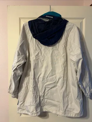 Vintage Pacific Trail Women's Cream Tain Coat with Navy & Teal Trim 1X thumbnail 5